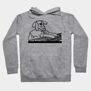 Dog in Control of the Music Mixer Line Drawing Hoodie